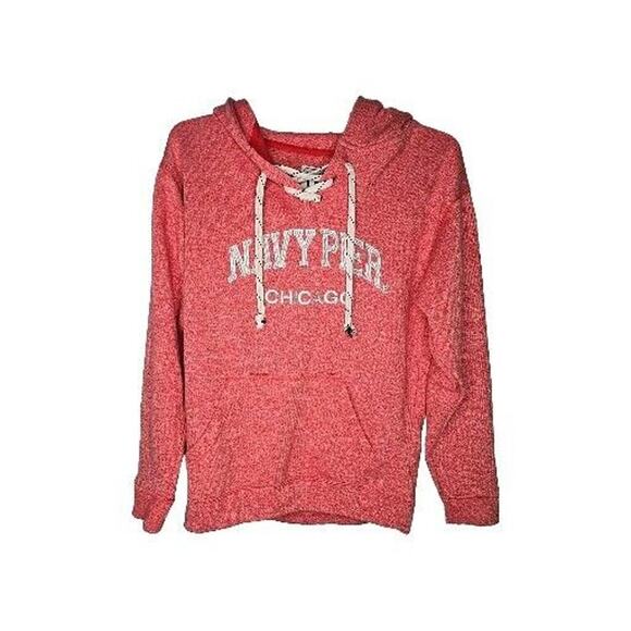 New With Tags Vineyard Authentic Navy Pier Chicago Hoodie Medium Red White - Picture 1 of 5